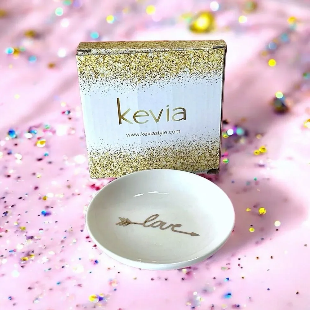 Kevia Style Love Jewelry Dish 4 Inch Ceramic Trinket Plate New In Box